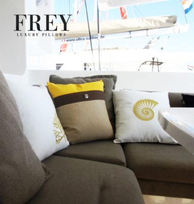 Frey luxury pillows in yacht exterior