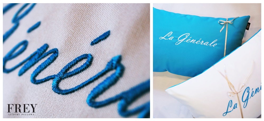 Personalized emboidery on throw pillows