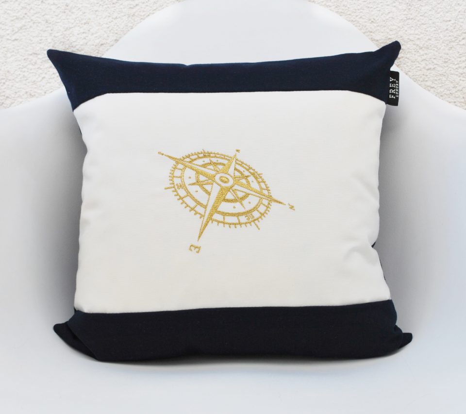 Nautical pillow with embroidery